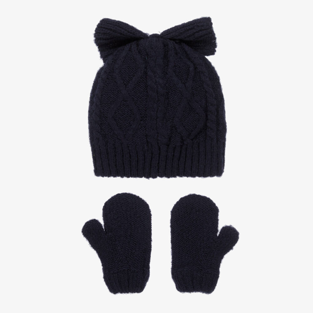 Mayoral Blue Hat Scarf Mittens Set