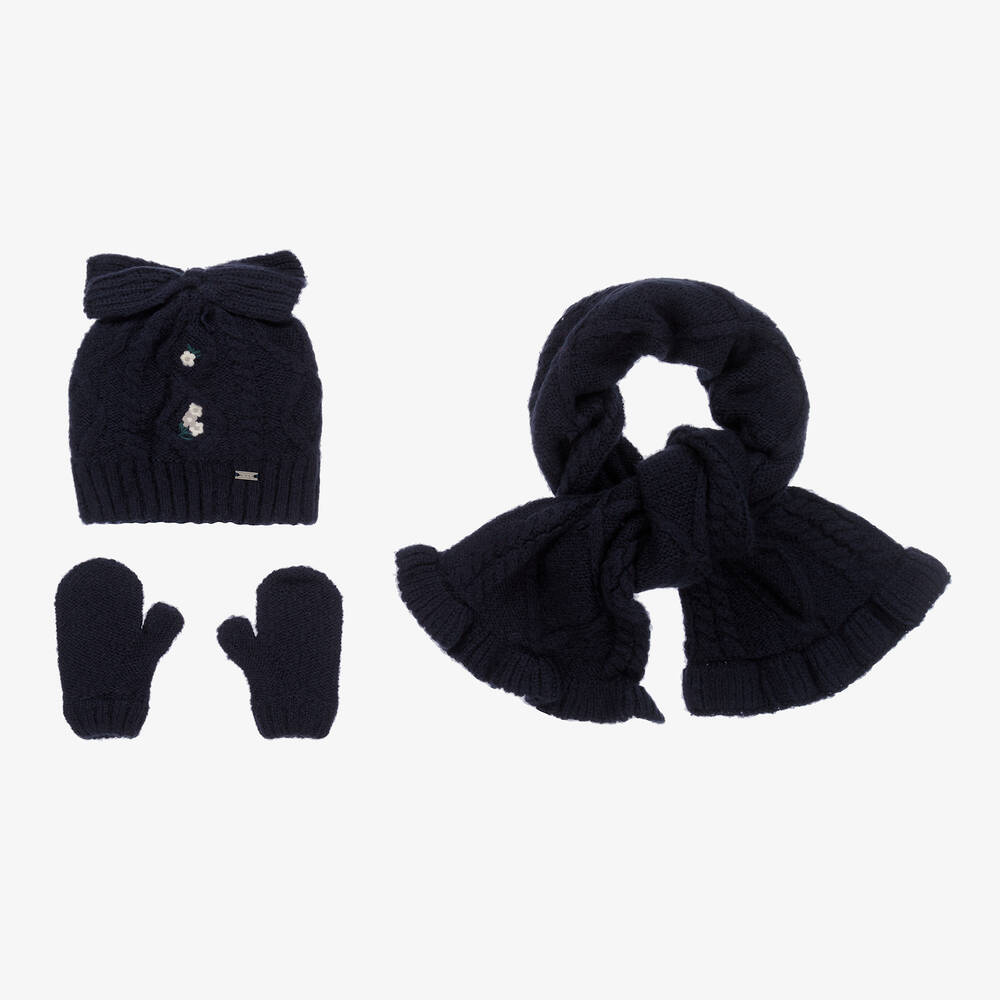 Mayoral - Blue Hat, Scarf & Mittens Set | Childrensalon