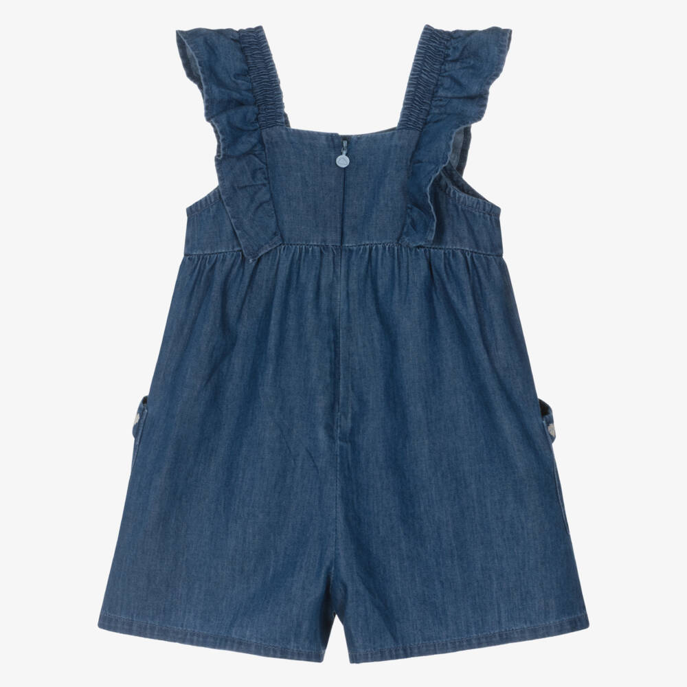 Mayoral-Blue Hearts Chambray Playsuit | Childrensalon Outlet