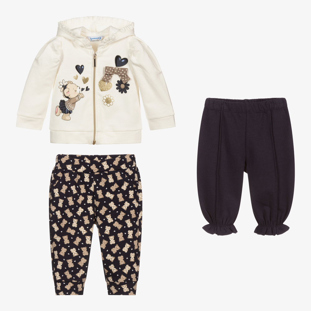 Mayoral - Blue & Ivory 3 Piece Tracksuit | Childrensalon