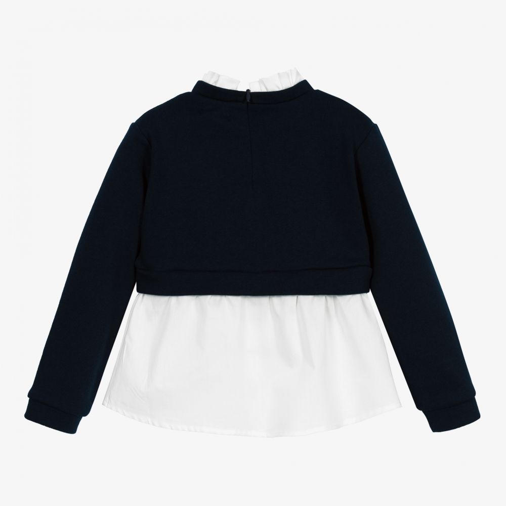 Mayoral-Blue & Ivory Cotton Top | Childrensalon Outlet