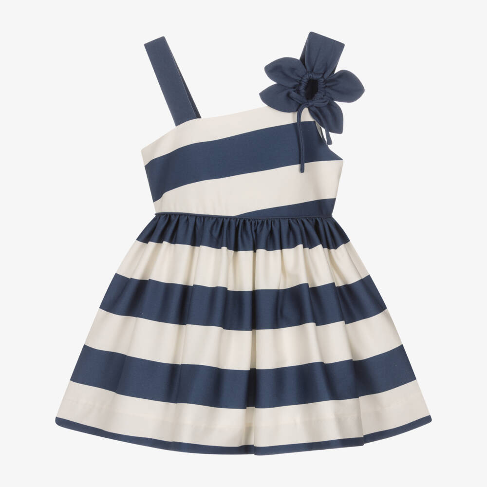 Mayoral-Blue & Ivory Stripe Dress | Childrensalon Outlet