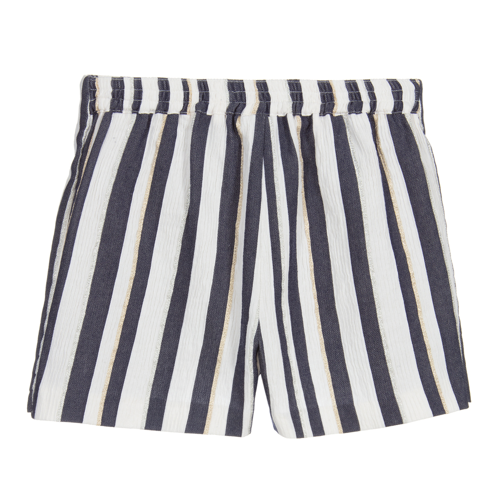 Mayoral-Blue & Ivory Striped Shorts | Childrensalon Outlet