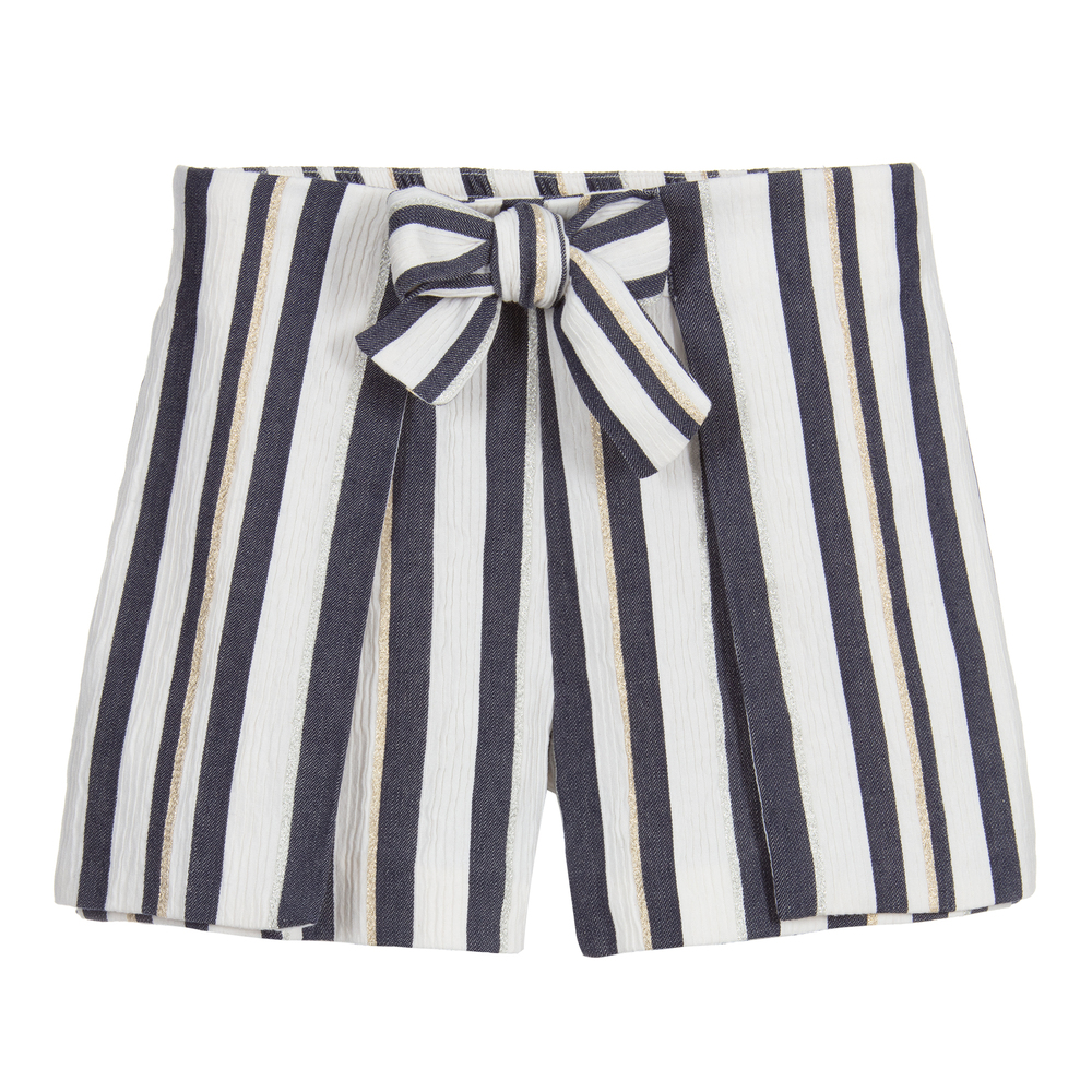 Mayoral - Blue & Ivory Striped Shorts | Childrensalon