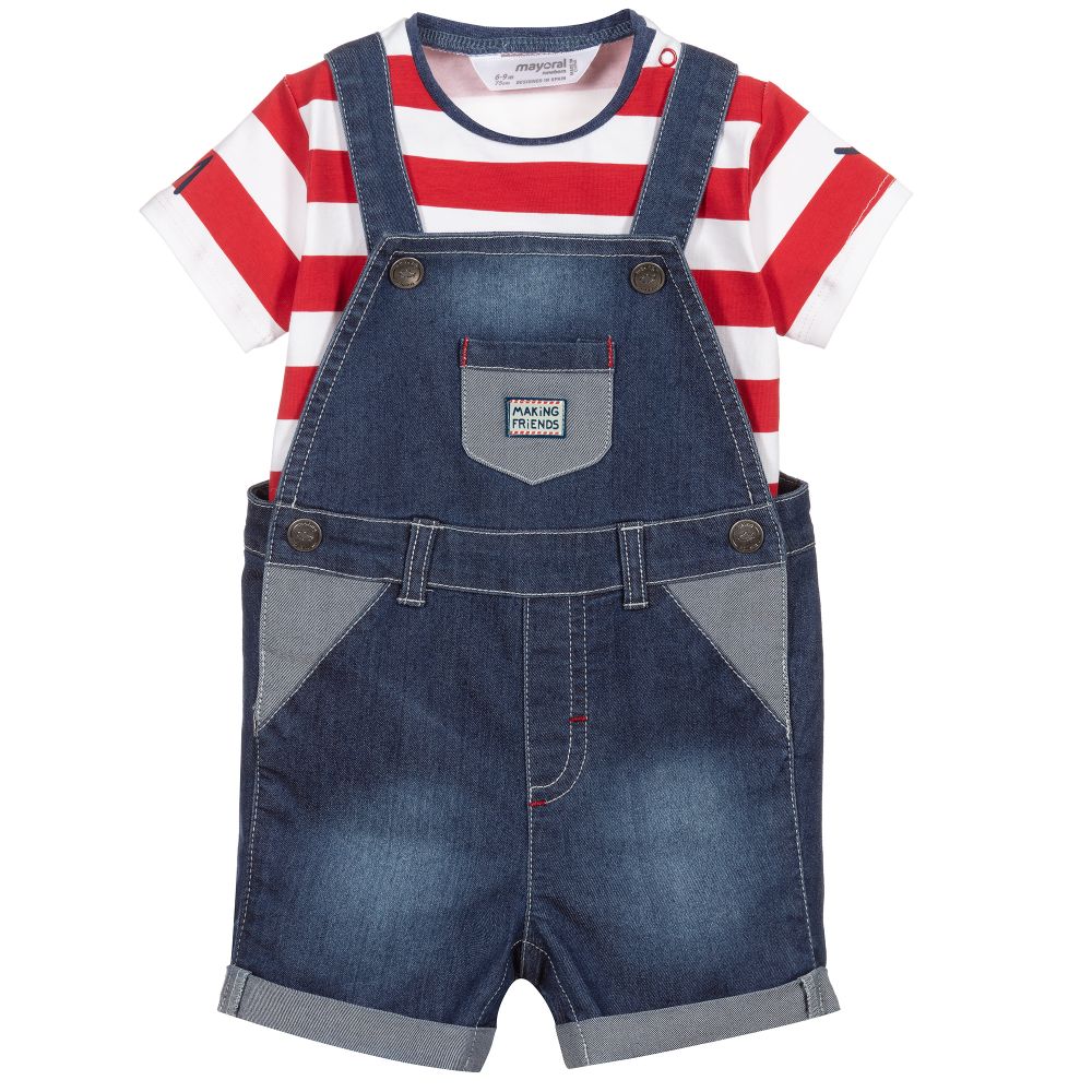 Mayoral Newborn - Ensemble salopette bleu en jersey | Childrensalon