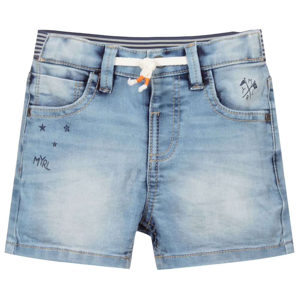 Mayoral - Blue Jersey Jean Shorts | Childrensalon