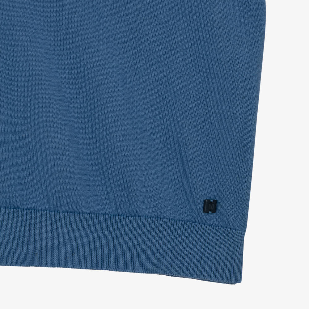 Mayoral-Blue Knit Polo Shirt | Childrensalon Outlet