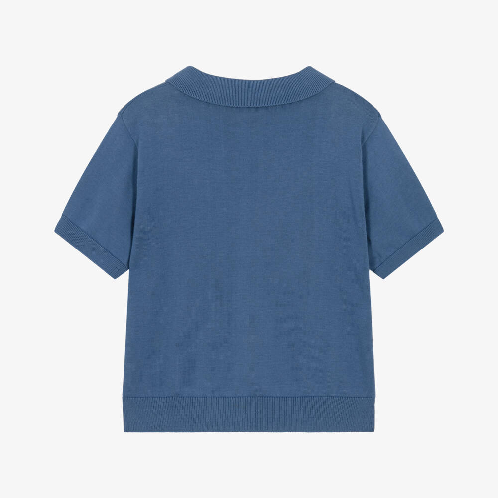 Mayoral-Blue Knit Polo Shirt | Childrensalon Outlet