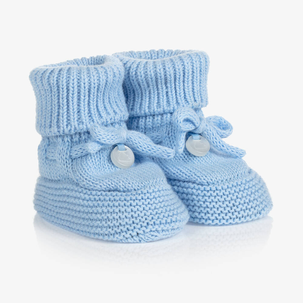 Mayoral Newborn - Blue Knitted Booties | Childrensalon
