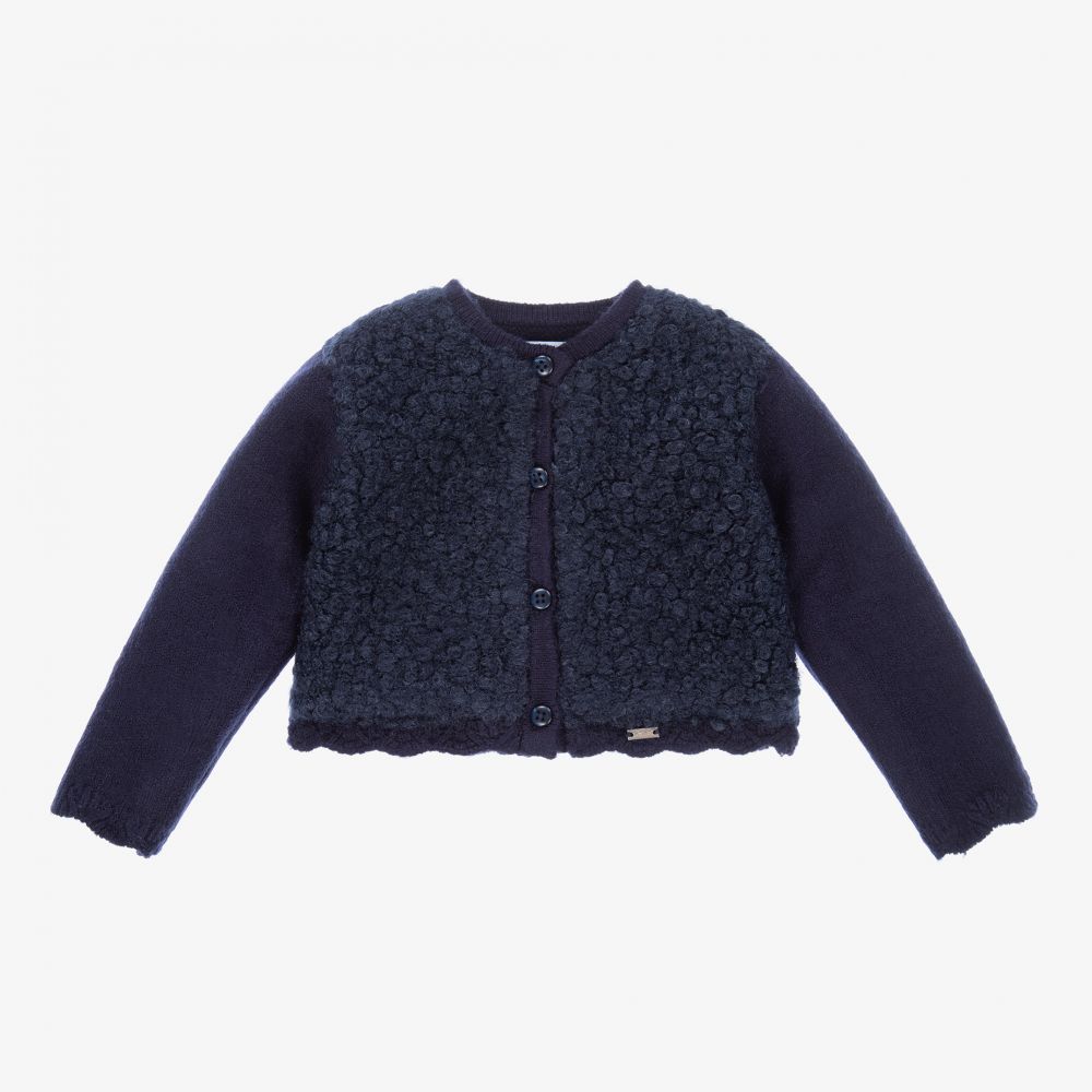 Mayoral-Blue Knitted Bouclé Cardigan | Childrensalon Outlet