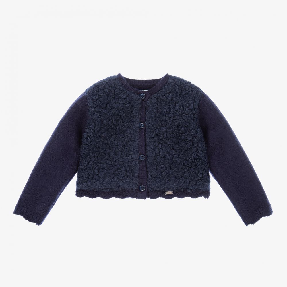 Mayoral - Blue Knitted Bouclé Cardigan | Childrensalon