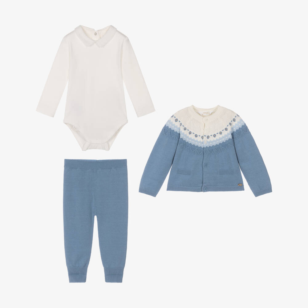 Mayoral Для новорожденных-Blue Knitted Trouser Set | Childrensalon Outlet