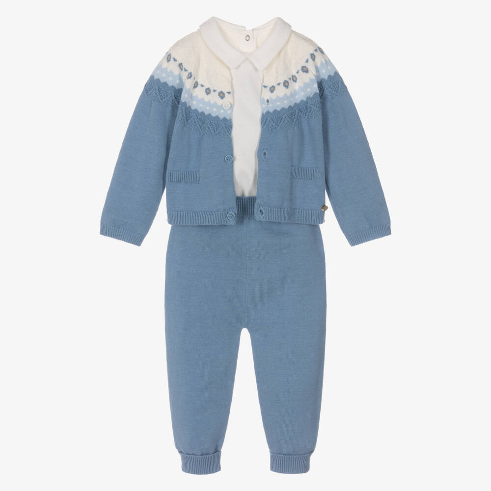 Mayoral Для новорожденных-Blue Knitted Trouser Set | Childrensalon Outlet