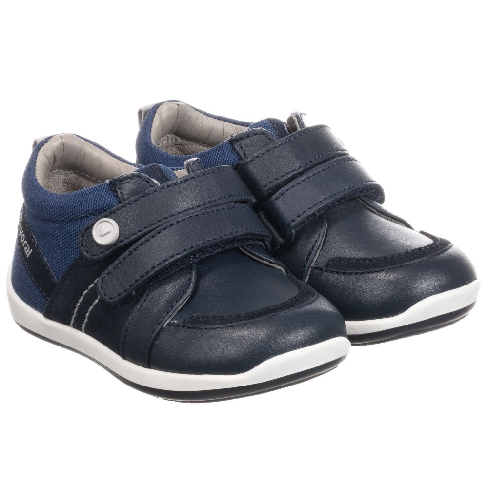 Mayoral - Blue Leather & Canvas Trainers | Childrensalon