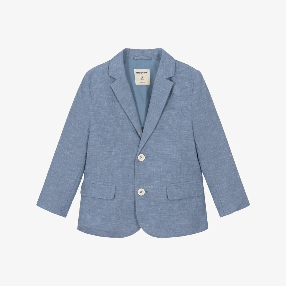 Mayoral-Blue Linen Blazer | Childrensalon Outlet