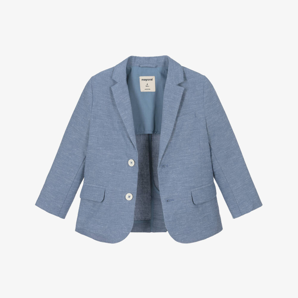 Mayoral-Blue Linen Blazer | Childrensalon Outlet