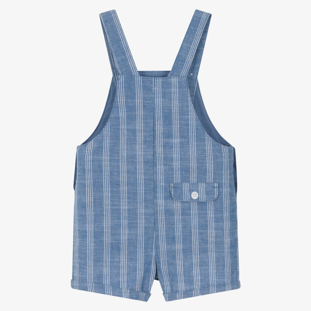 Mayoral-Blue Linen Dungaree | Childrensalon Outlet
