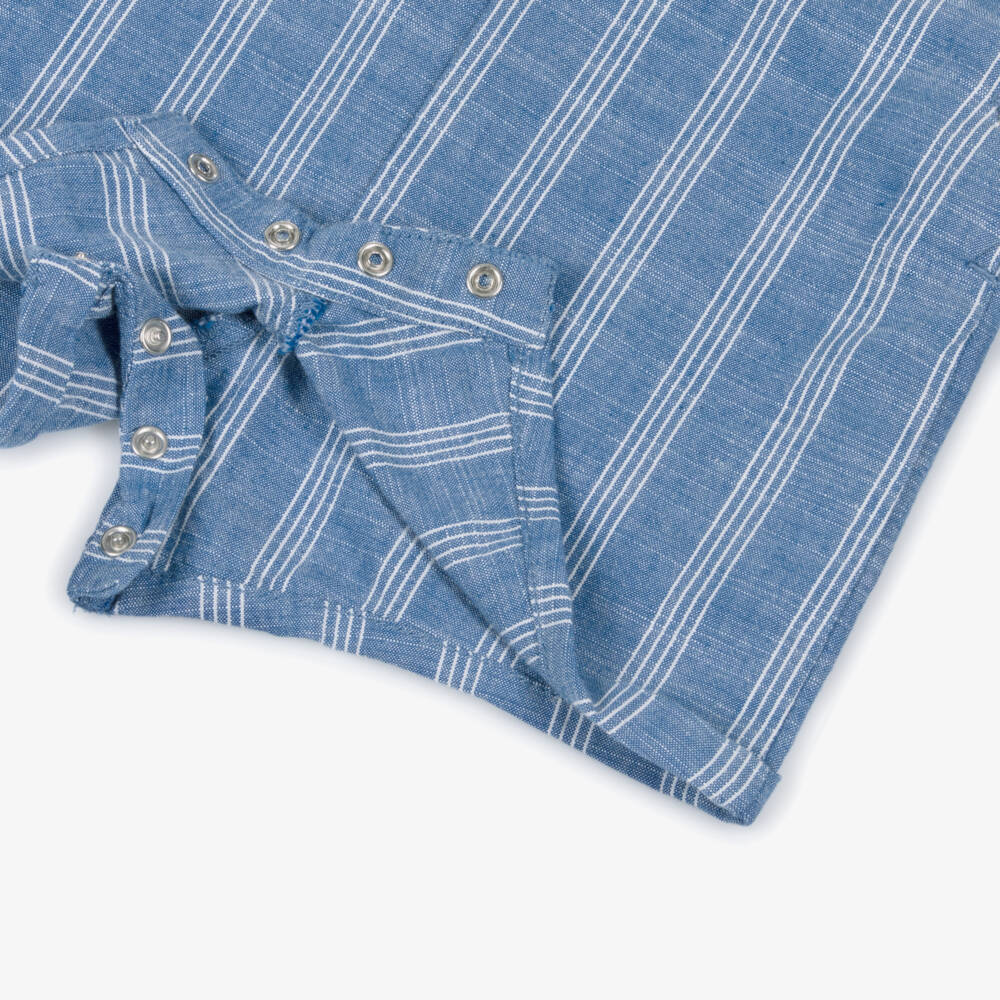 Mayoral-Blue Linen Dungaree | Childrensalon Outlet