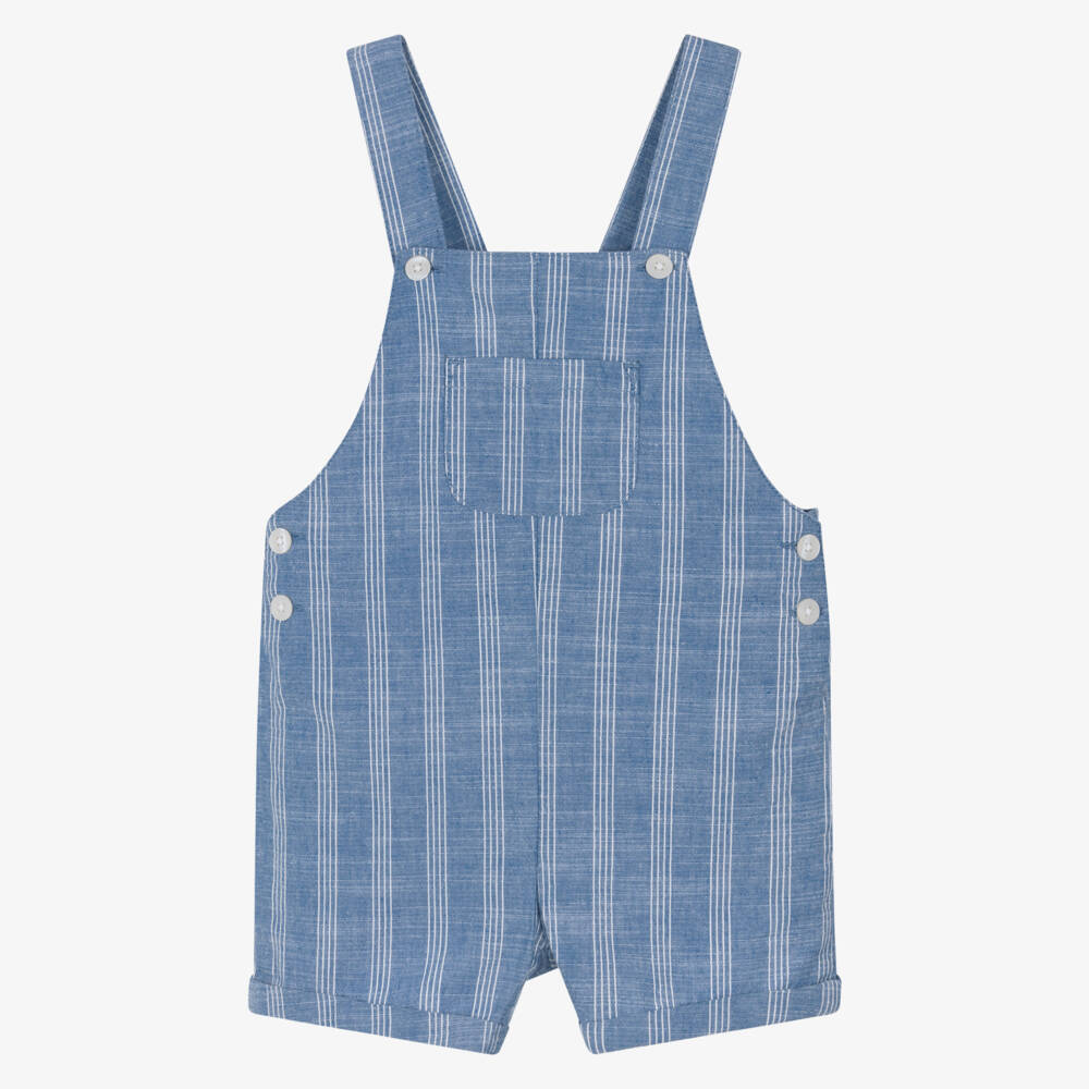 Mayoral-Blue Linen Dungaree | Childrensalon Outlet