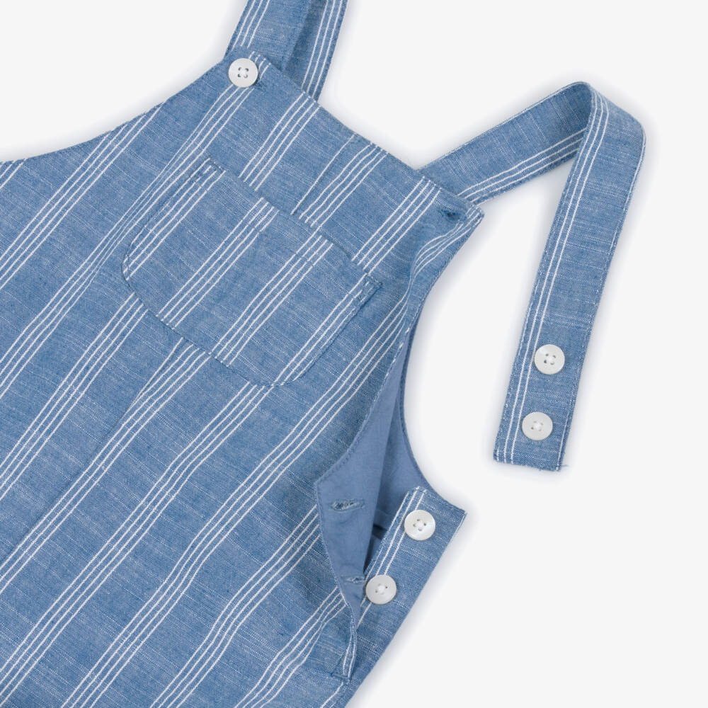 Mayoral-Blue Linen Dungaree | Childrensalon Outlet