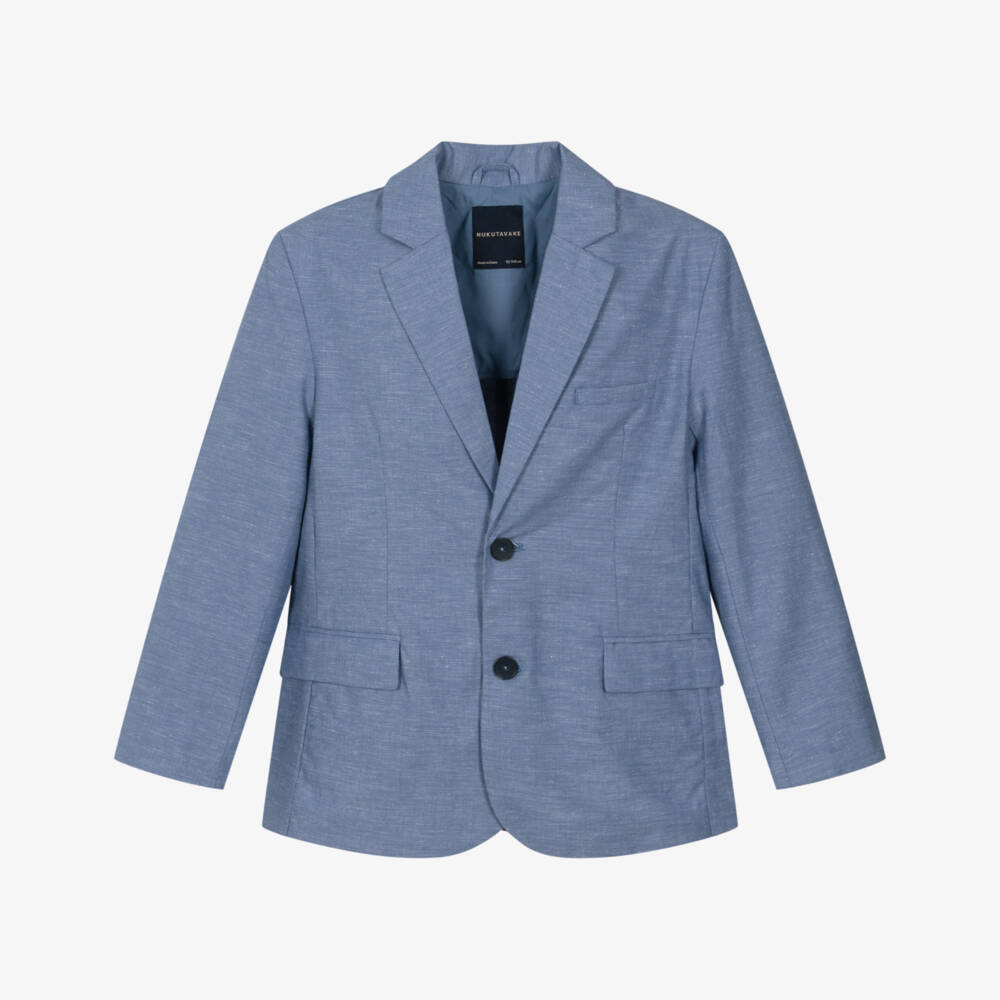 Mayoral Nukutavake-Blue Linen Mix Blazer | Childrensalon Outlet