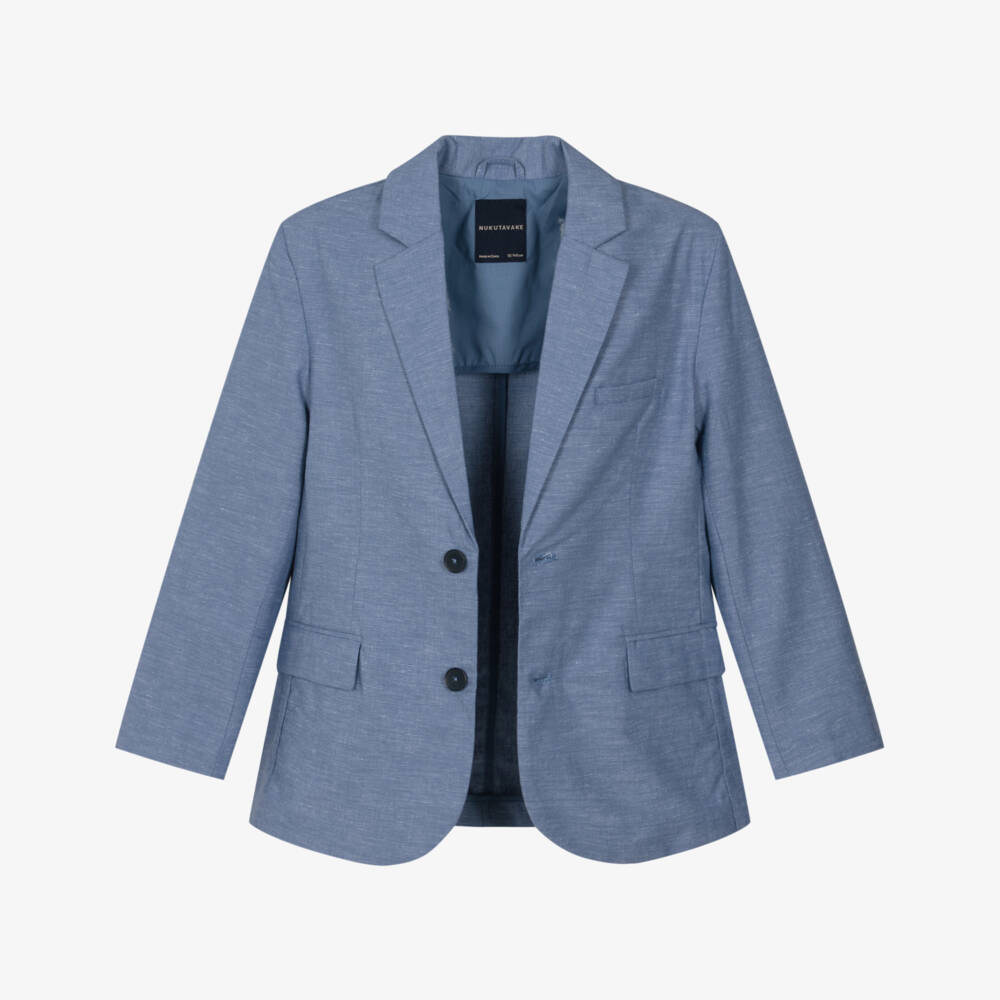 Mayoral Nukutavake-Blue Linen Mix Blazer | Childrensalon Outlet