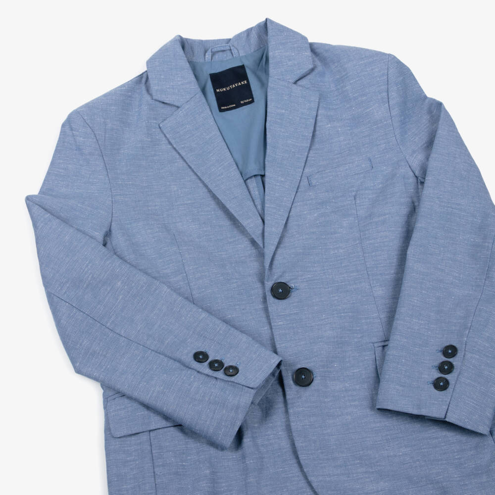 Mayoral Nukutavake-Blue Linen Mix Blazer | Childrensalon Outlet