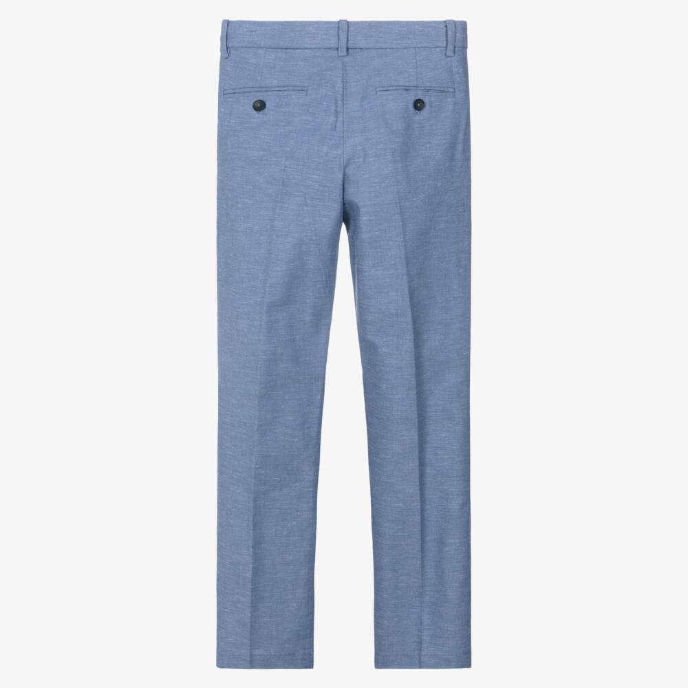 Mayoral Nukutavake-Blue Linen Mix Trouser | Childrensalon Outlet