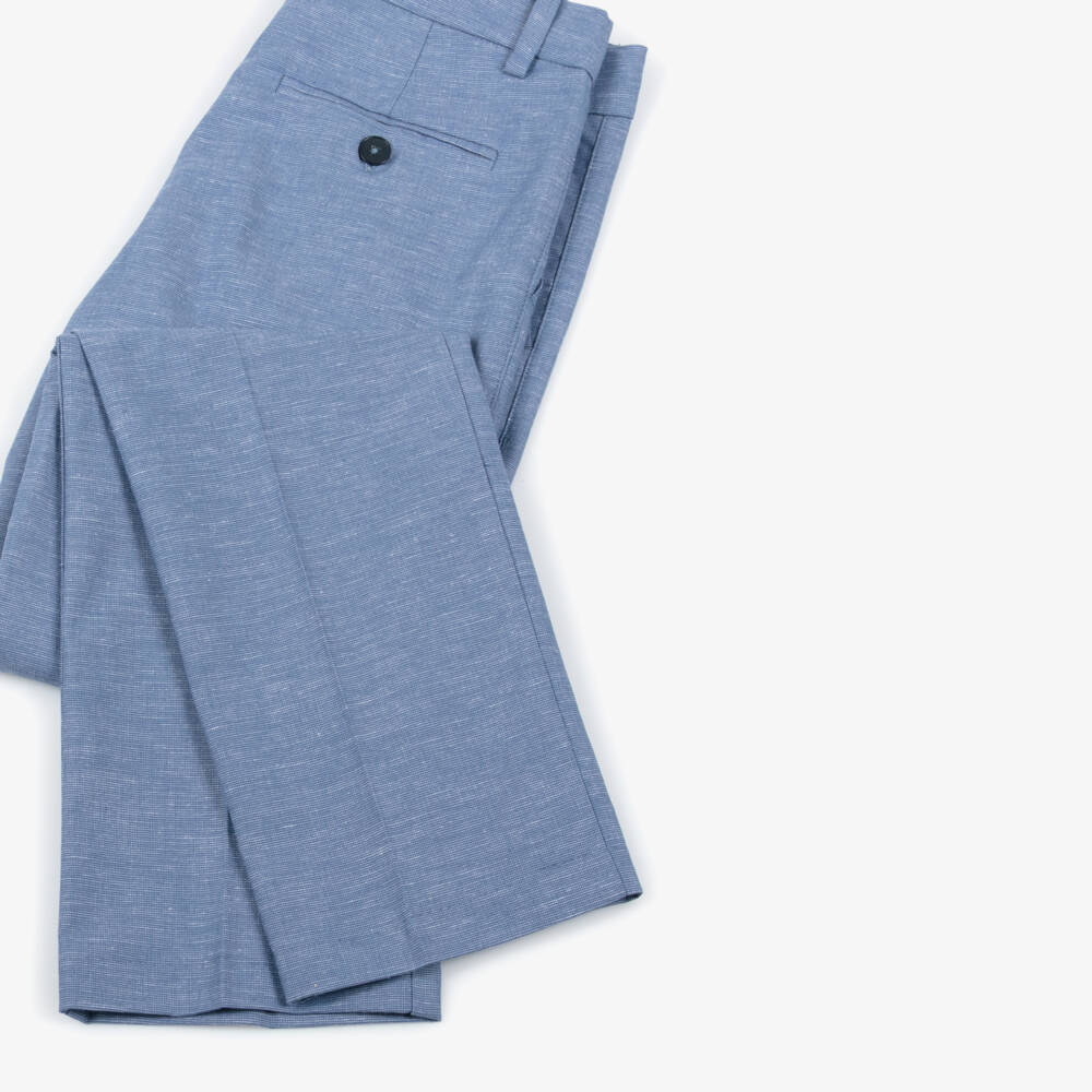 Mayoral Nukutavake-Blue Linen Mix Trouser | Childrensalon Outlet