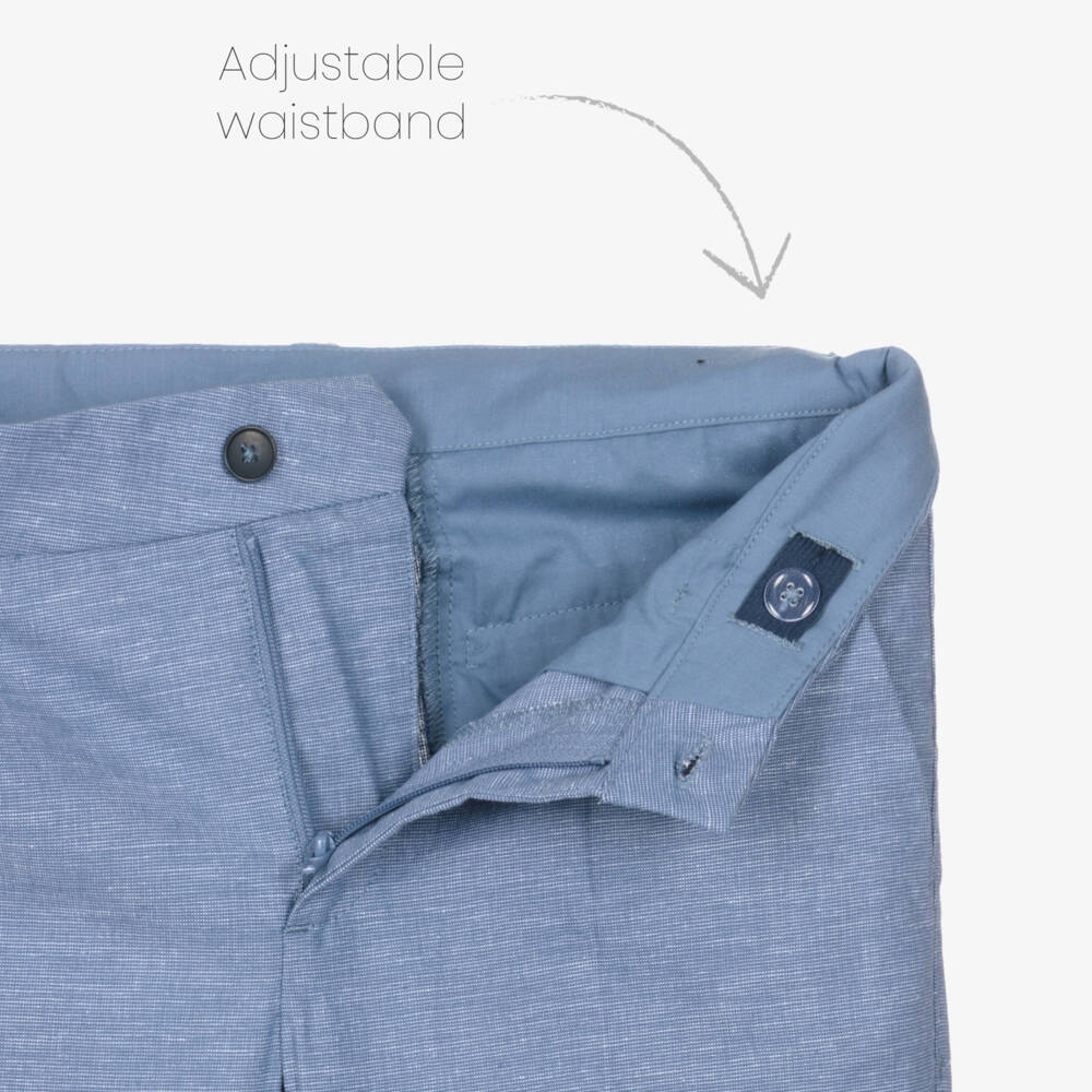 Mayoral Nukutavake-Blue Linen Mix Trouser | Childrensalon Outlet