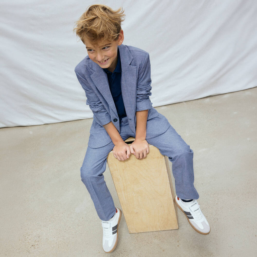 Mayoral Nukutavake-Blue Linen Mix Trouser | Childrensalon Outlet