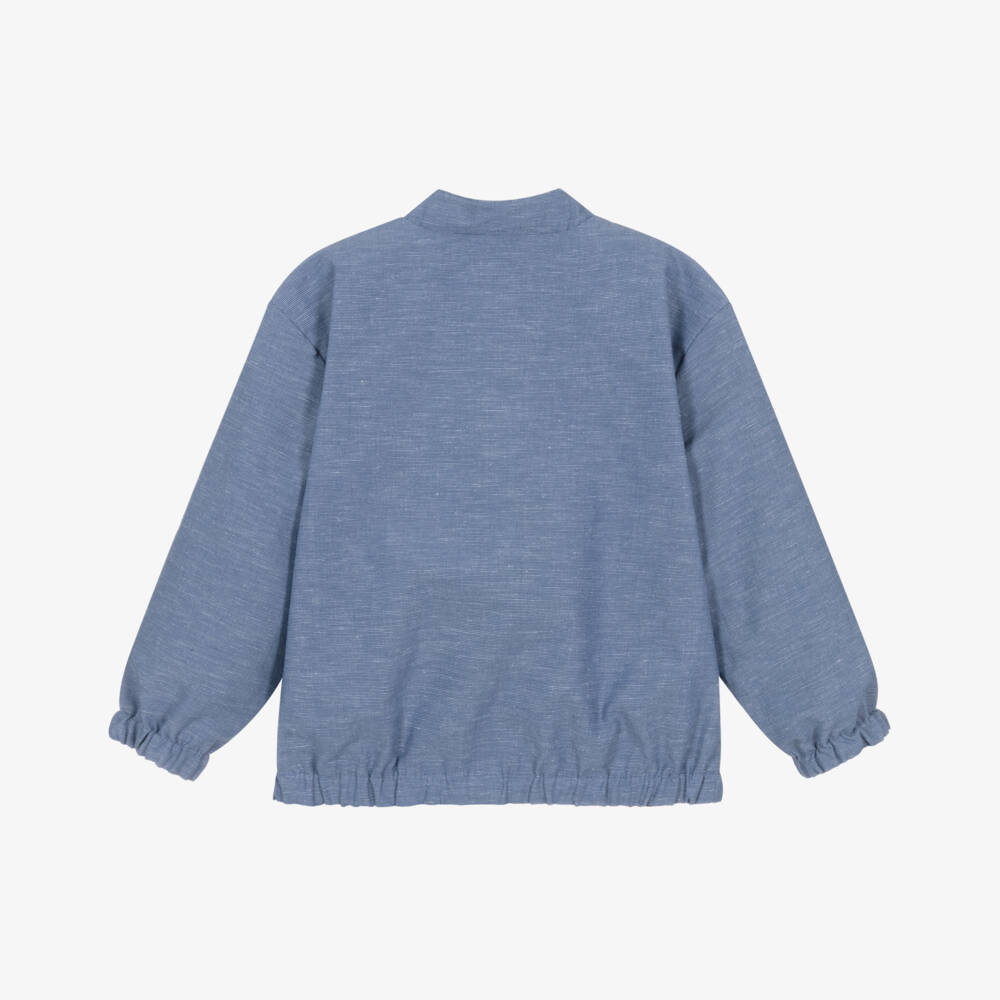 Mayoral-Blue Linen Reversible Short Jacket | Childrensalon Outlet