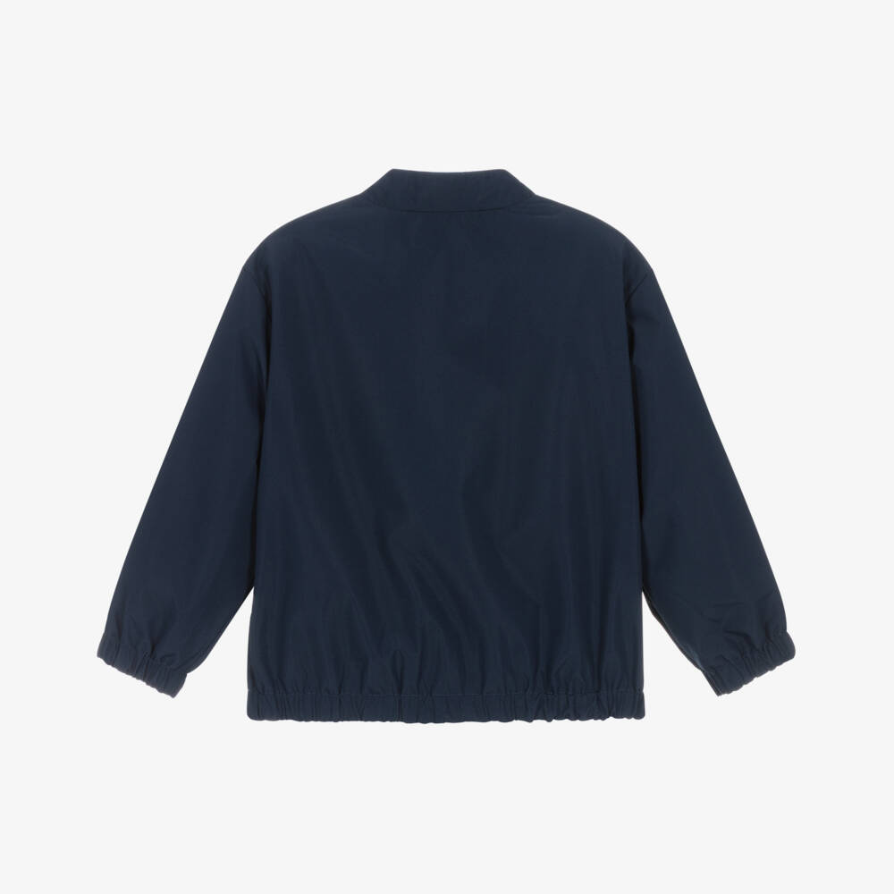 Mayoral-Blue Linen Reversible Short Jacket | Childrensalon Outlet