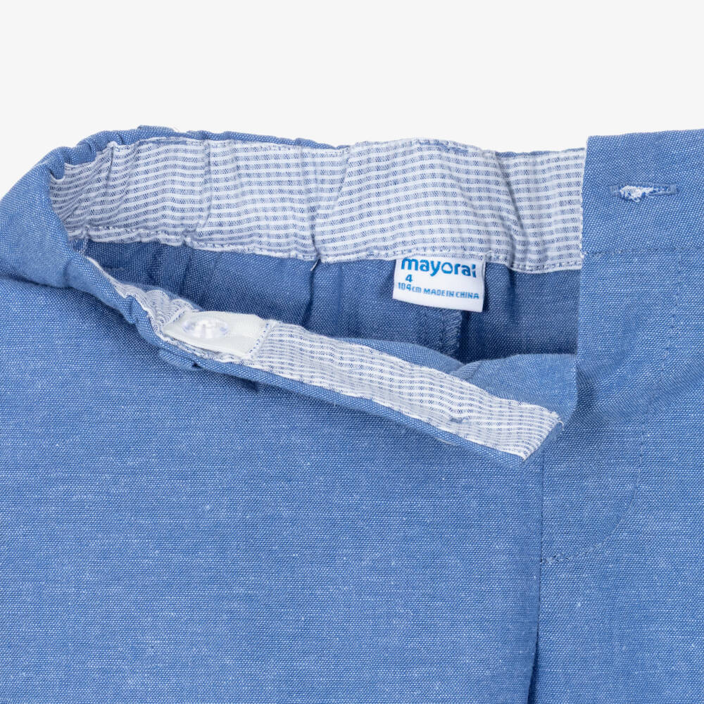 Mayoral-Blue Linen Shorts | Childrensalon Outlet