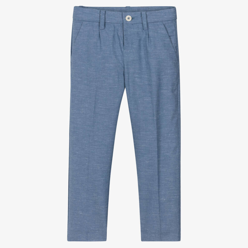 Mayoral-Blue Linen Trousers | Childrensalon Outlet