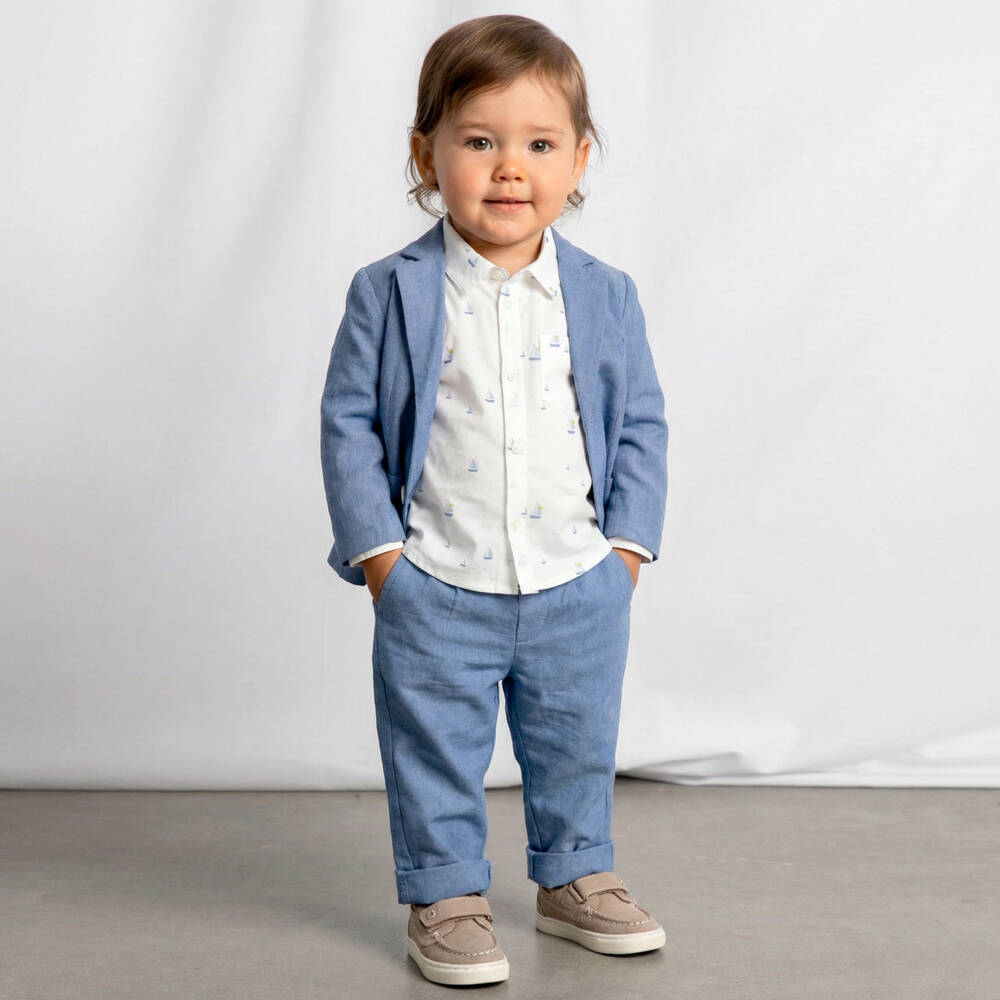 Mayoral-Blue Linen Trousers | Childrensalon Outlet