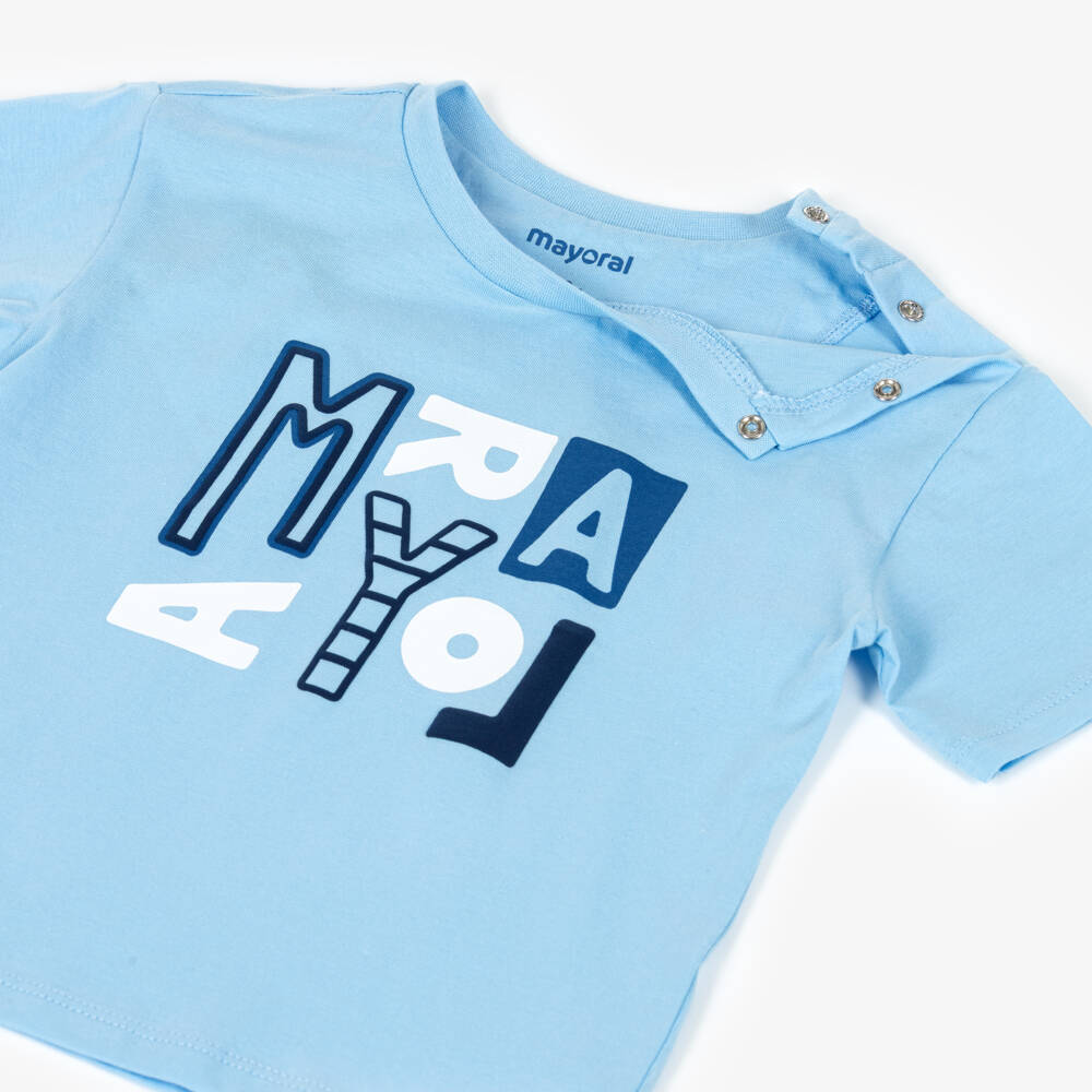 Mayoral-Blue Logo T-shirt | Childrensalon Outlet
