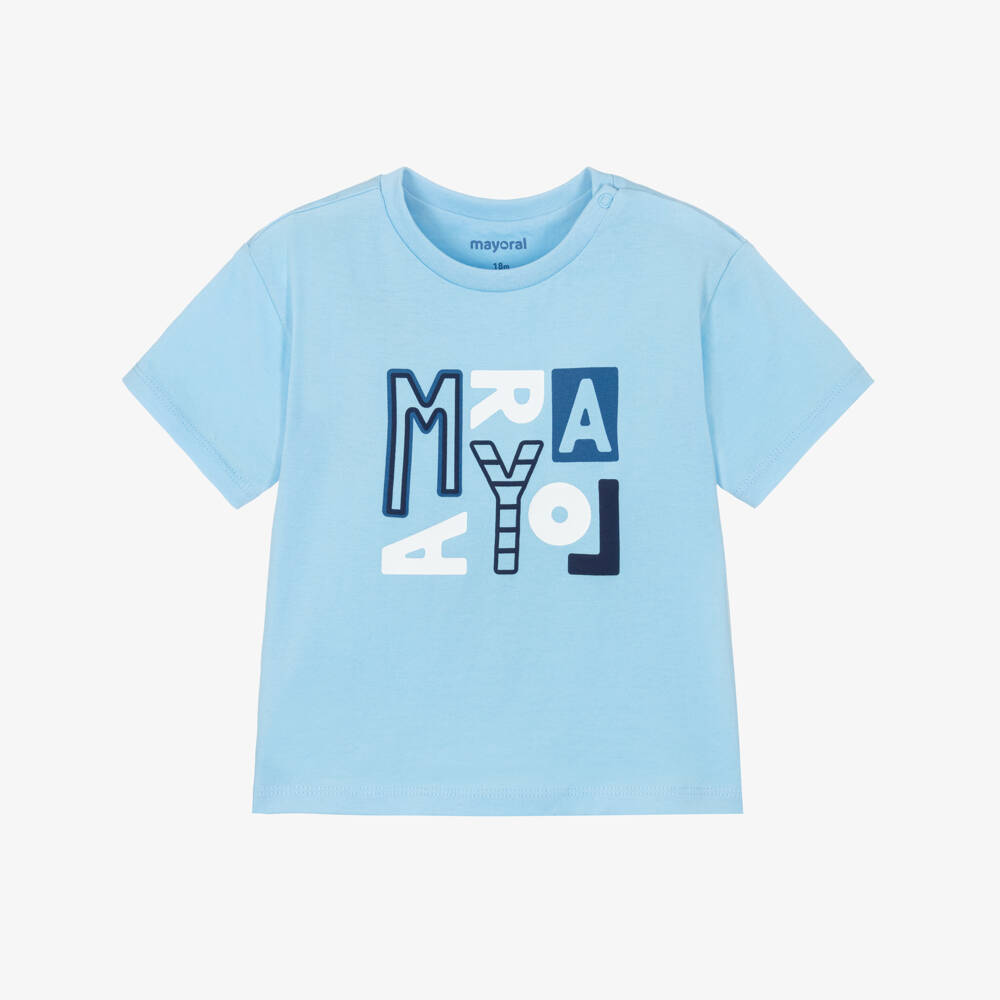 Mayoral-Blue Logo T-shirt | Childrensalon Outlet