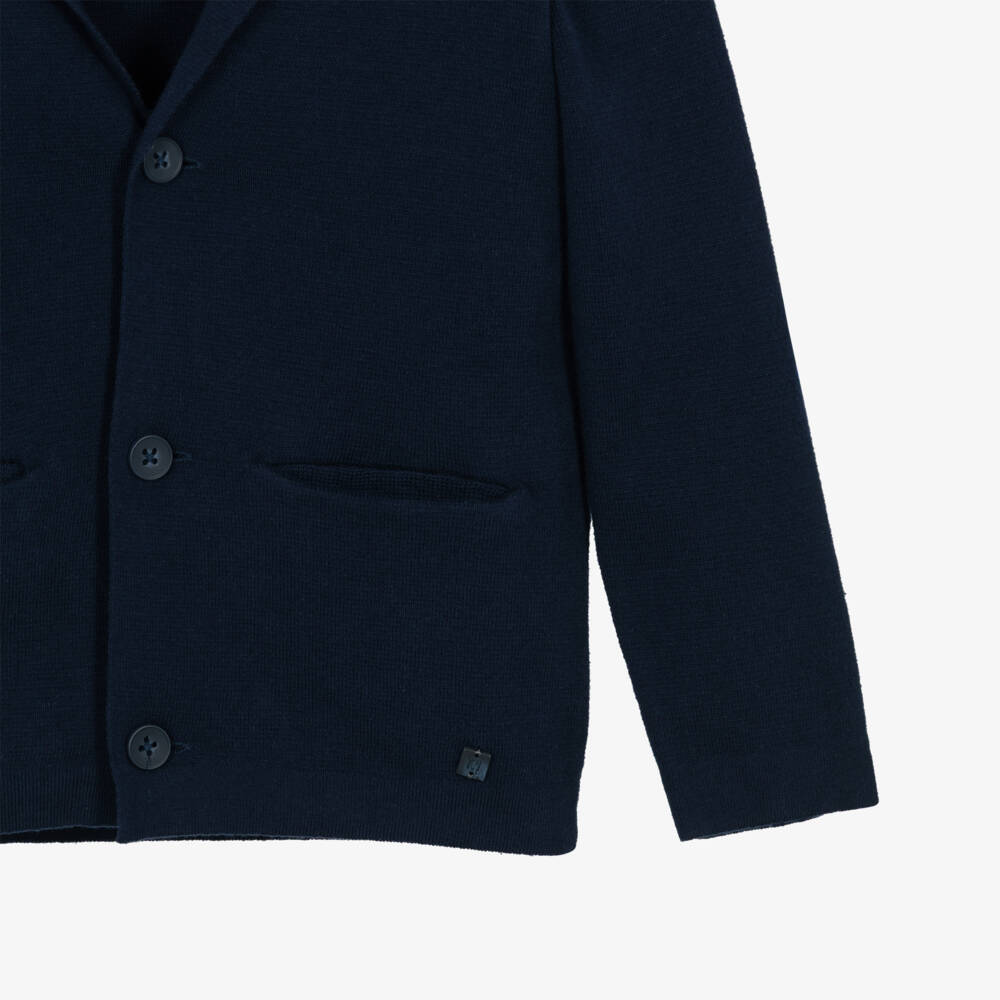 Mayoral-Blue Navy Button Knitted Cardigan | Childrensalon Outlet
