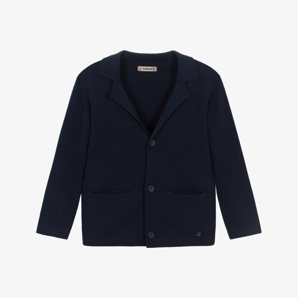 Mayoral-Blue Navy Button Knitted Cardigan | Childrensalon Outlet