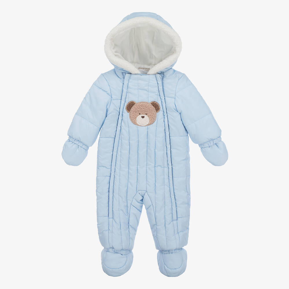 Mayoral-Blue Padded Baby Snowsuit | Childrensalon Outlet