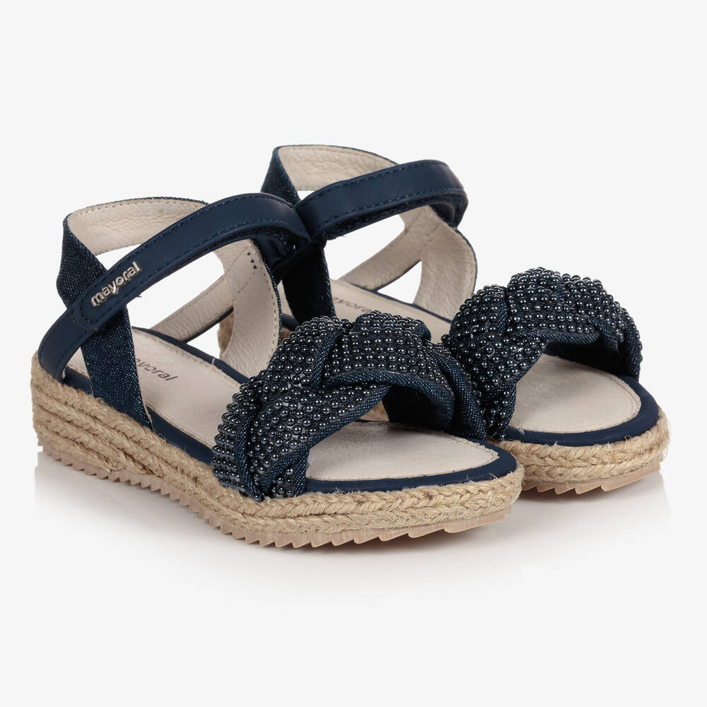 Mayoral - Blue Pearl Wedge Sandals | Childrensalon