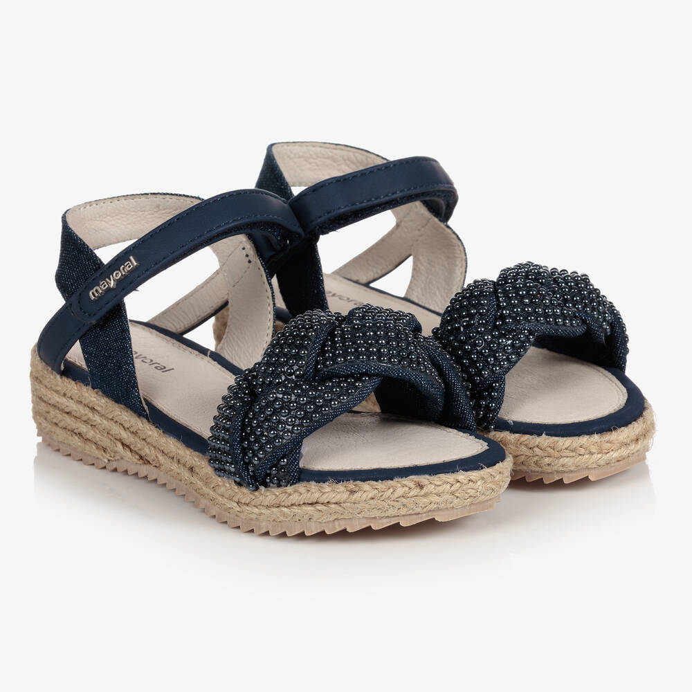 Mayoral - Blaue Wedges mit Perlen | Childrensalon