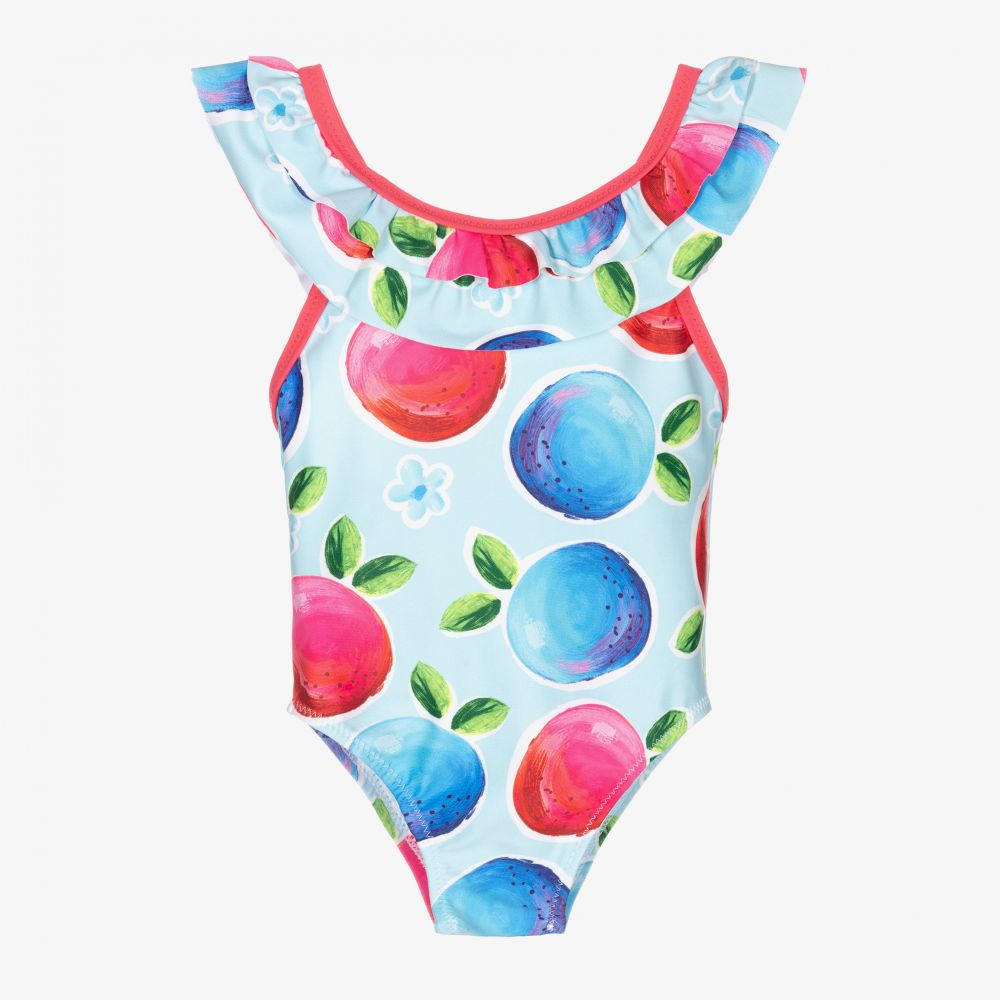 Mayoral - Розово-голубой купальник с ягодами | Childrensalon