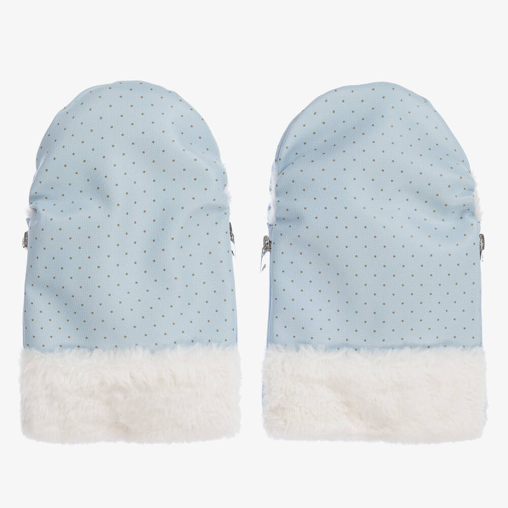 مايورال Newborn-قفّازات متين لون أزرق وعاجي لعربة الأطفال | Childrensalon Outlet