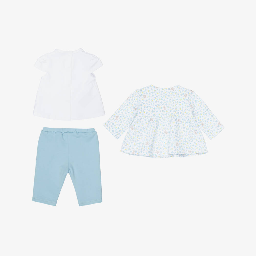 Mayoral Newborn-Blue Printed Leggings Set 3 Pcs | Childrensalon Outlet