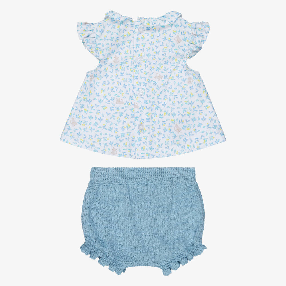 Mayoral Newborn-Blue Printed Shorts Set | Childrensalon Outlet
