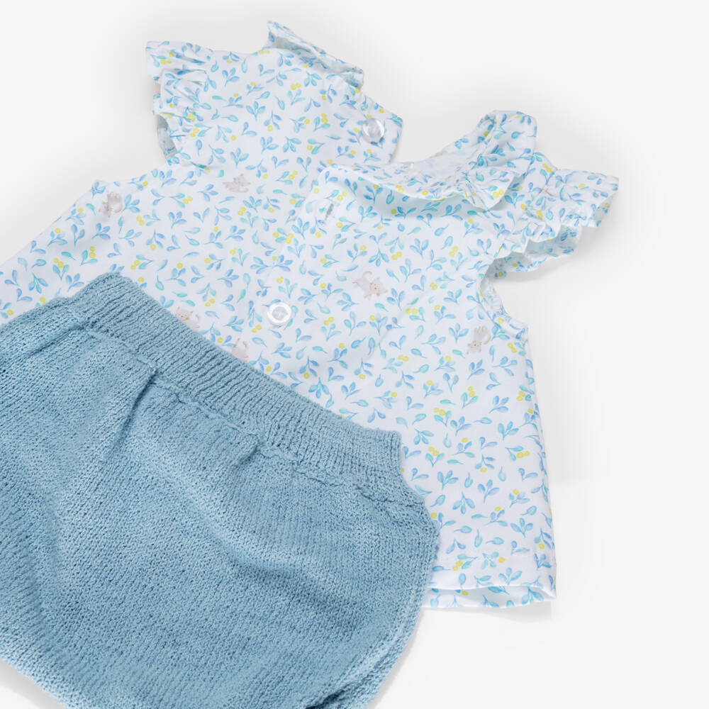 Mayoral Newborn-Blue Printed Shorts Set | Childrensalon Outlet