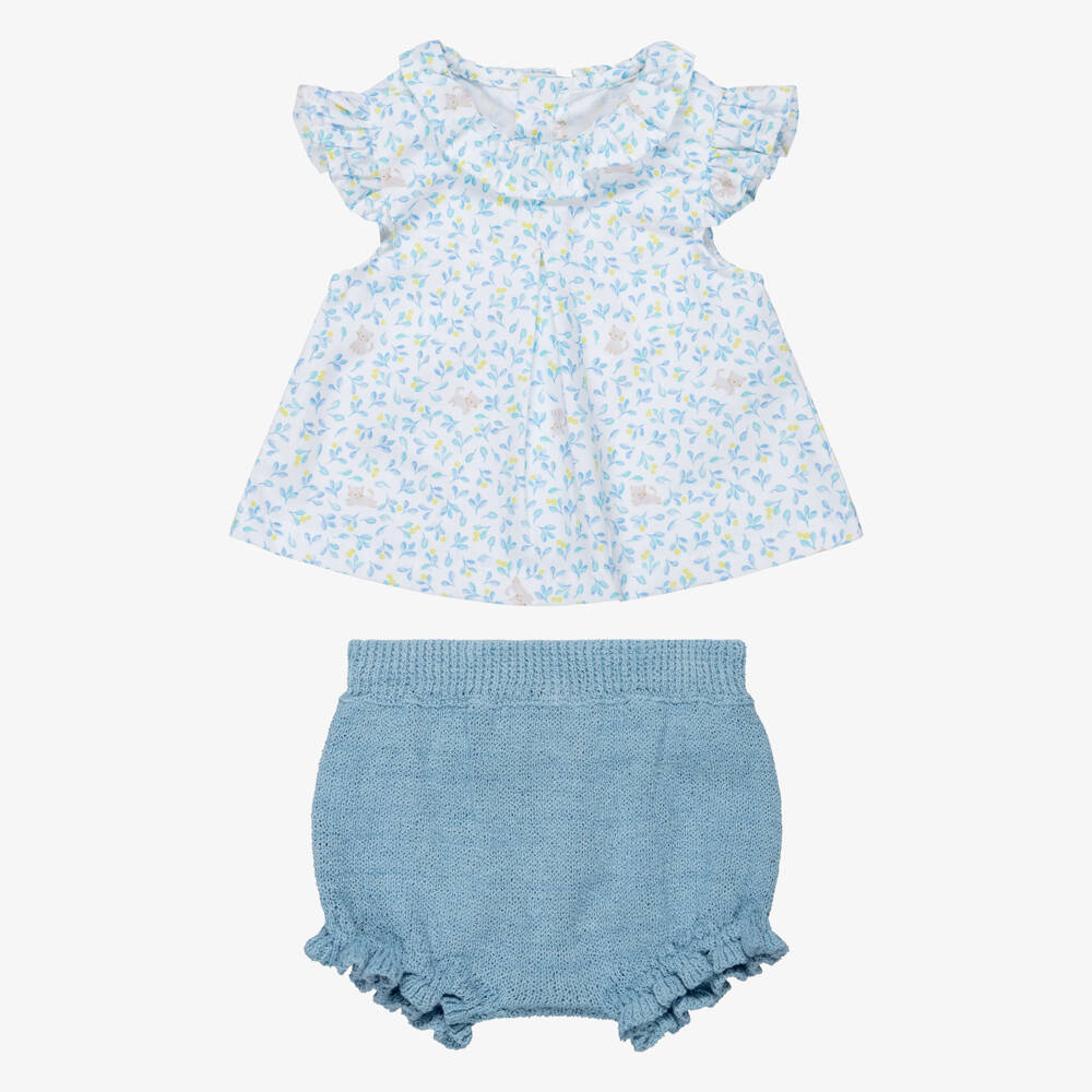 Mayoral Newborn-Blue Printed Shorts Set | Childrensalon Outlet