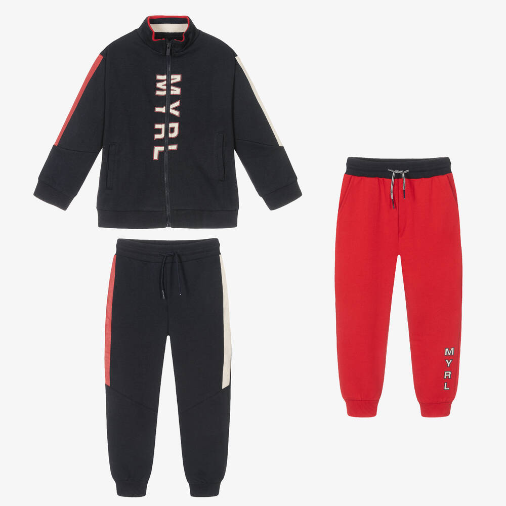 Mayoral - Сине-красный спортивный костюм из 3 предметов | Childrensalon